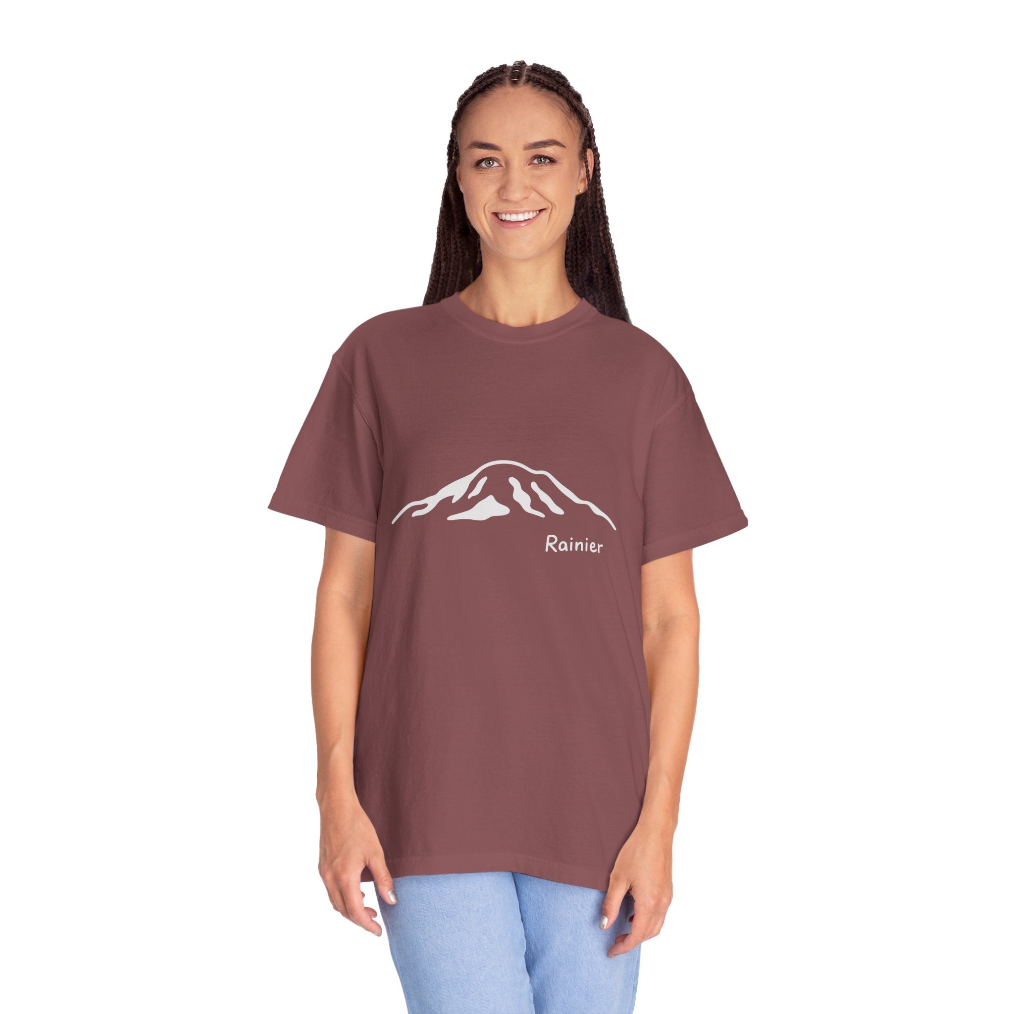 Mount Rainier Cascade Mountains T-Shirt - Clean Line Mountain Graphic