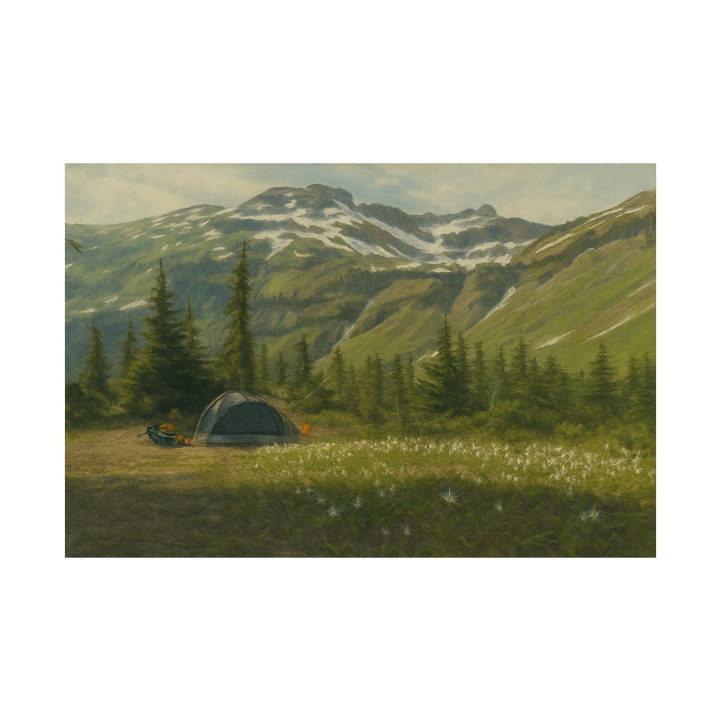 Sunny Day Camping in Goat Rocks Wilderness — Horizontal Nature Wall Art