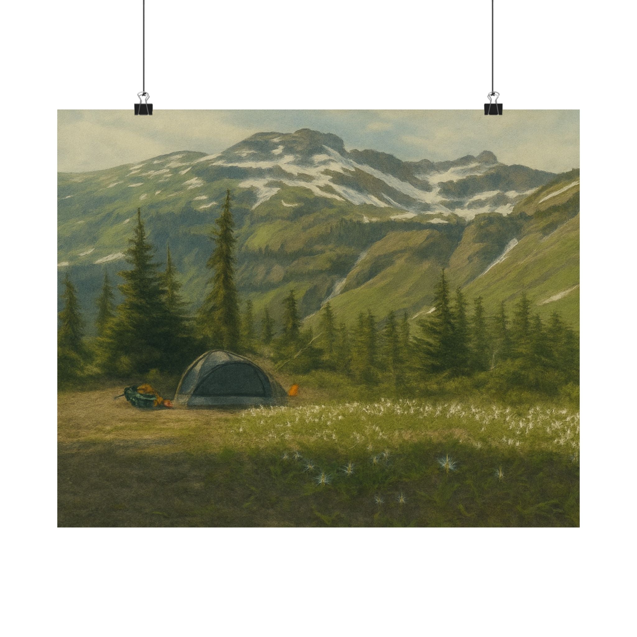 Sunny Day Camping in Goat Rocks Wilderness — Horizontal Nature Wall Art