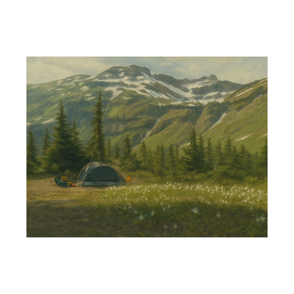 Sunny Day Camping in Goat Rocks Wilderness — Horizontal Nature Wall Art