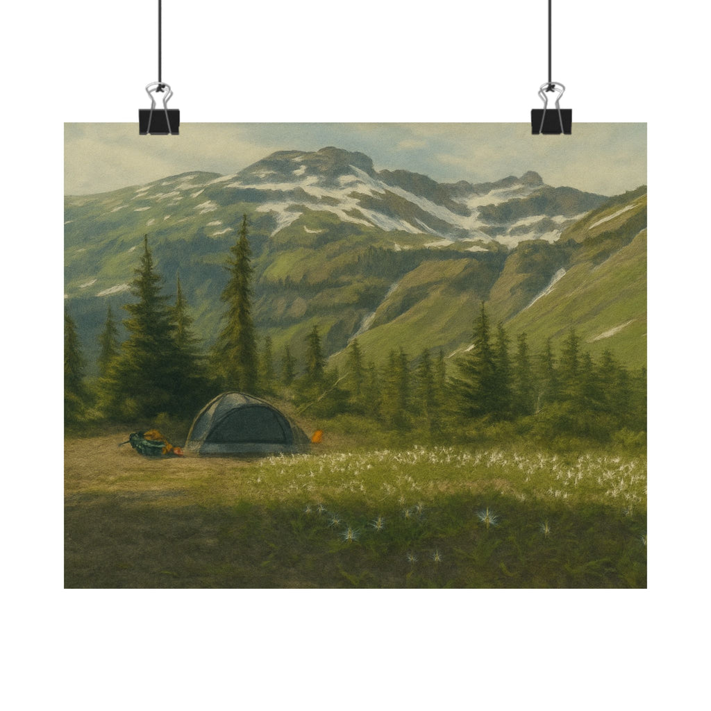 Sunny Day Camping in Goat Rocks Wilderness — Horizontal Nature Wall Art