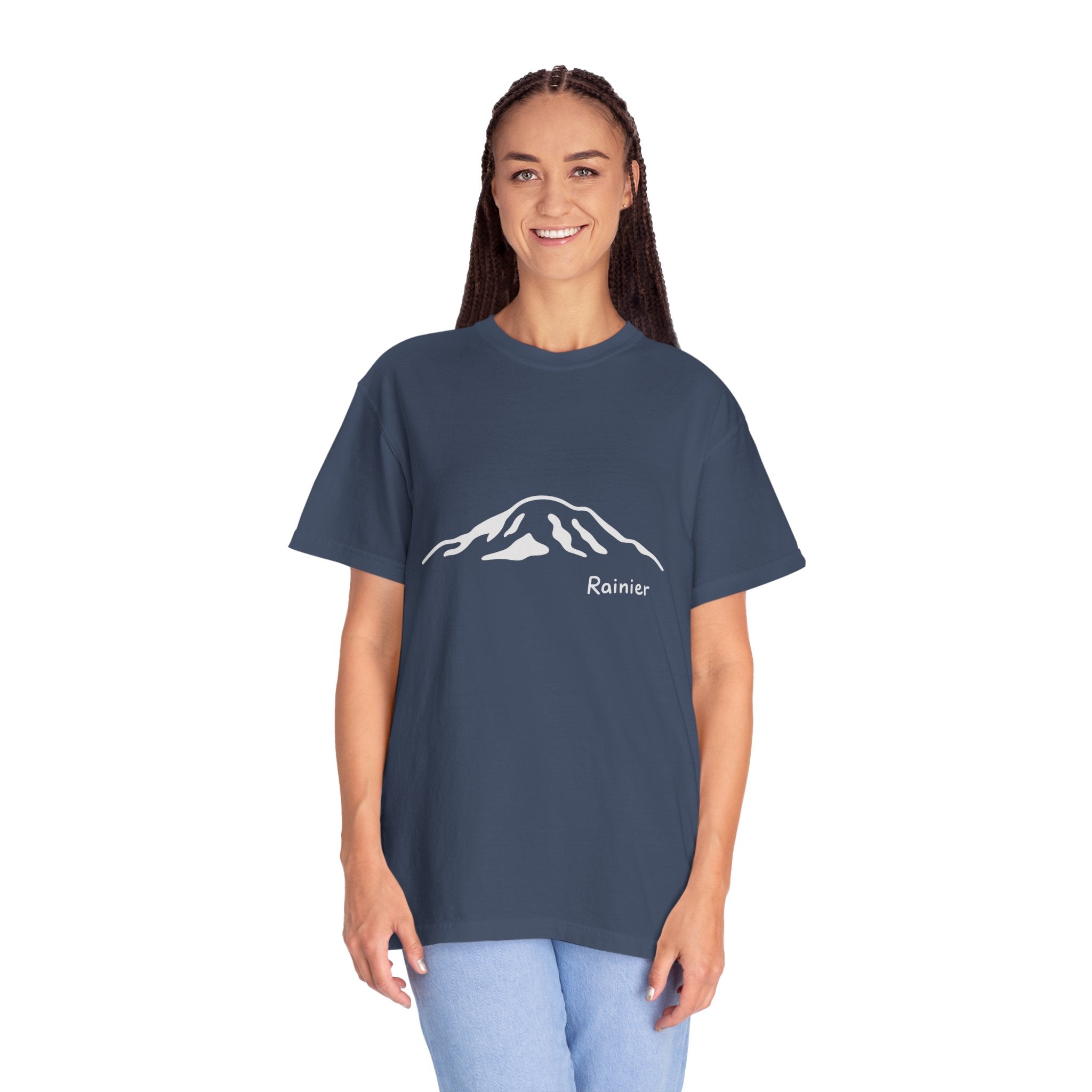 Mount Rainier Cascade Mountains T-Shirt - Clean Line Mountain Graphic