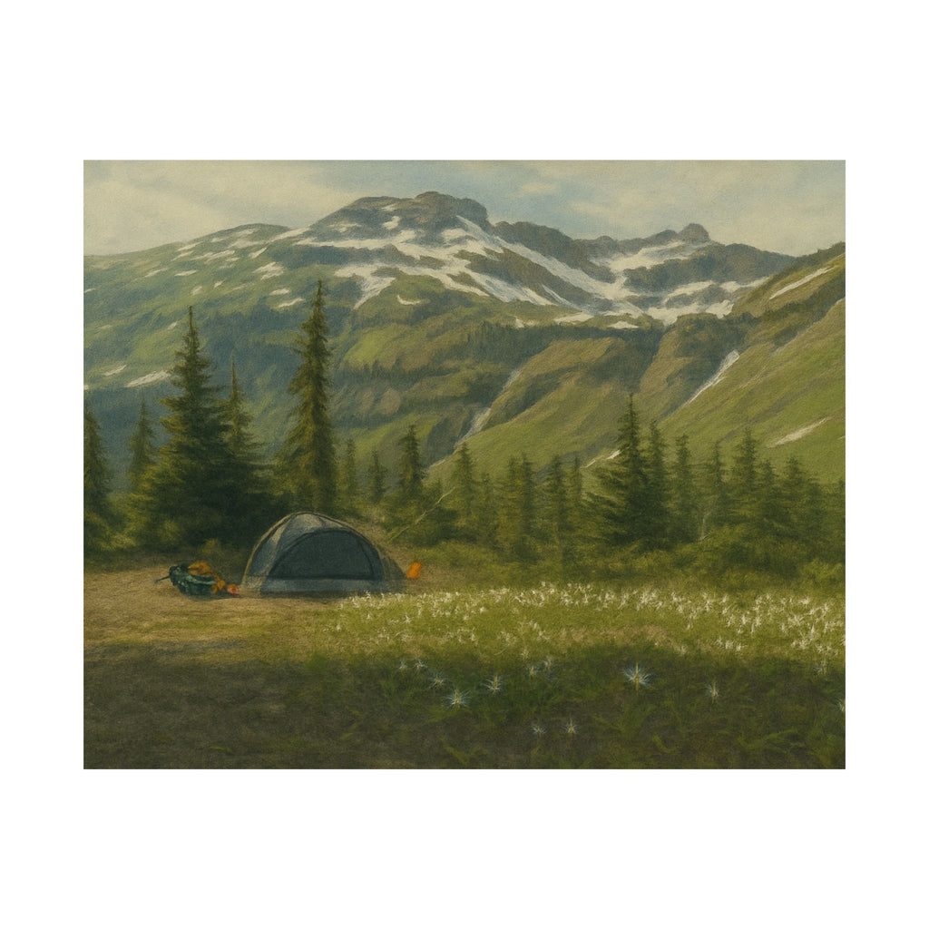 Sunny Day Camping in Goat Rocks Wilderness — Horizontal Nature Wall Art
